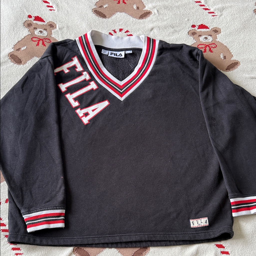 Fila Women’s Black Sweatshirt With Red And White Accents